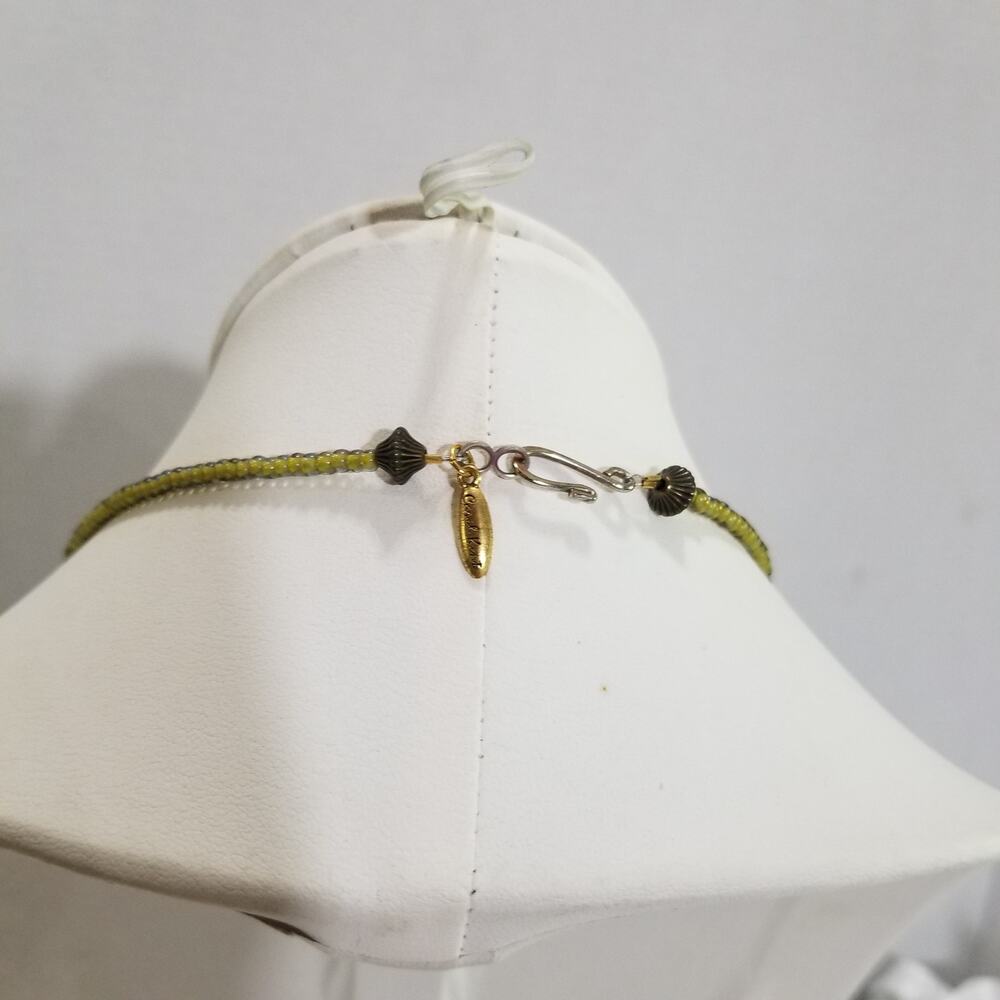 Carol Kent necklace large green stones 18"  1.1963